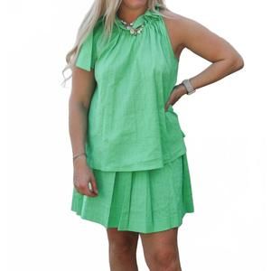 NEW ADRIENNE vacay countdown bridget ruffle tank in green apple